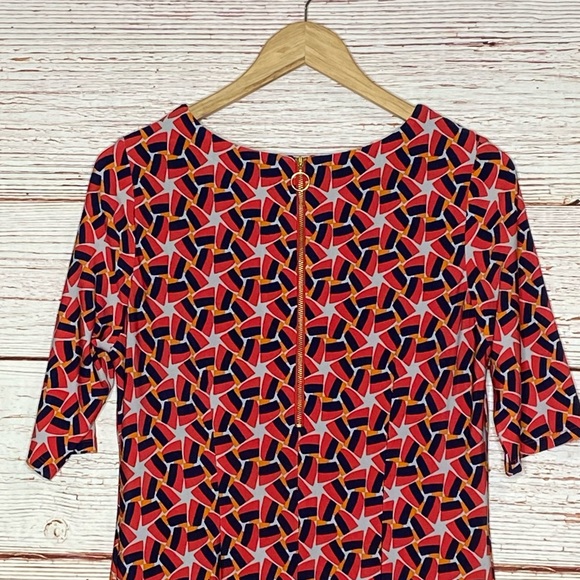 Taylor Geometric Floral Print Short Sleeve Shift Dress Sz 8 - Picture 9 of 12